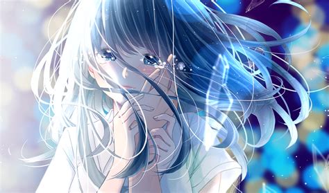 Download 3500x2064 Anime Girl Crying Romance Long Hair Tears Hands Wallpapers Wallpapermaiden