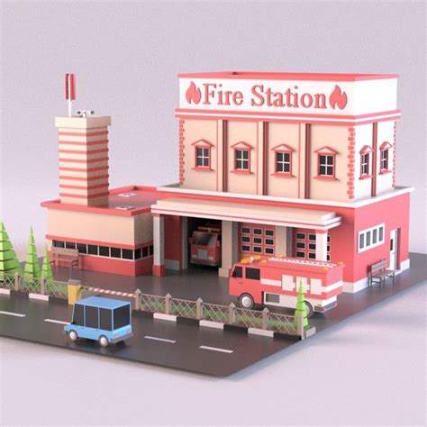 3d Firestation01 Model Turbosquid 1373308 Fire Station Unique