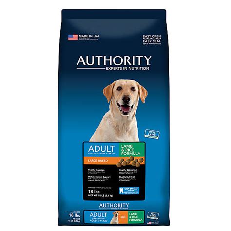 The first 5 ingredients typically constitute a significant portion of the recipe. Authority® Large Breed Adult Dog Food - Lamb & Rice | dog ...