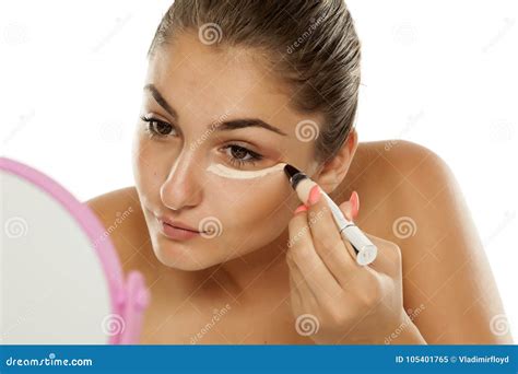 Woman Applying Concealer Stock Image Image Of Healthy 105401765