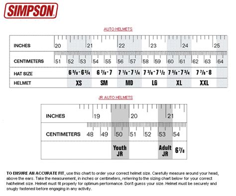 Simpson Racing Helmet Size Chart A Visual Reference Of Charts Chart