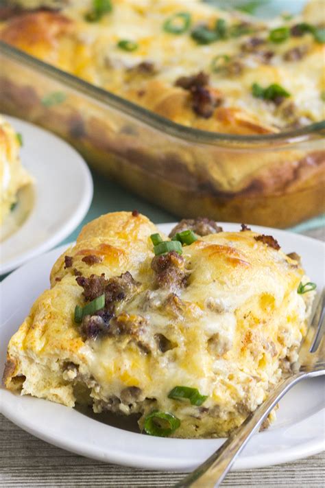 Cheesy Sausage Crescent Roll Breakfast Casserole 7 Bread Booze Bacon