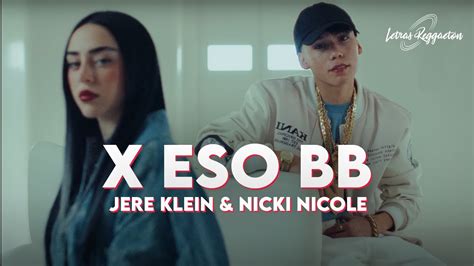 JERE KLEIN NICKI NICOLE X ESO BB Letra Lyric YouTube