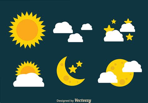 Sun And Moon Icons 99624 Vector Art At Vecteezy
