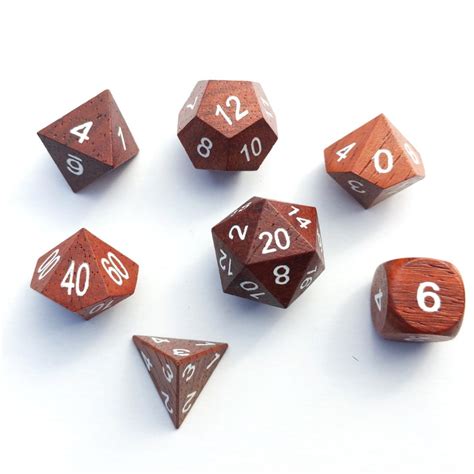 Red Wood Dnd Dice Set Polyhedral Dice Dandd Dice Dungeons And Etsy