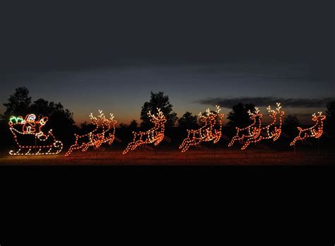 Animated Santa Sleigh And 9 Reindeer C7 Led Light Display 46 Ft W