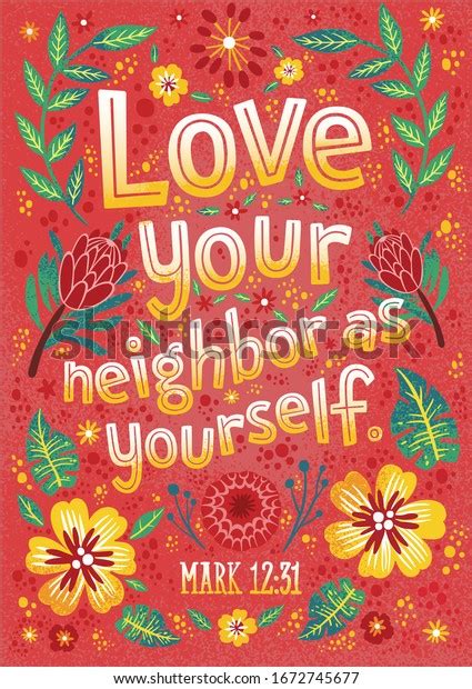 Bible Verse Love Your Neighbor Yourself Stock Vector Royalty Free