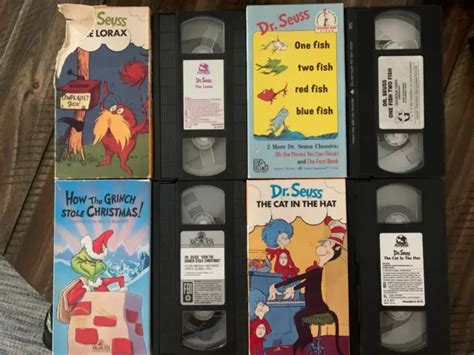 Dr Seuss Vhs Lot Pontoffel Pock Hop On Pop One Fish Two Fish The Grinch