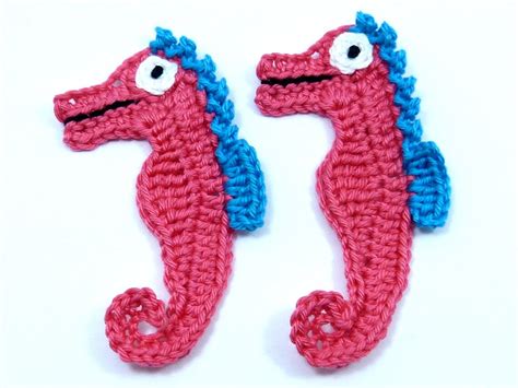 Crochet Sea Life Crochet Applique 2 Applique Seahorses Etsy