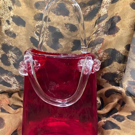 Art Vintage Murano Hand Blown Red Art Glass Purse Vase Poshmark