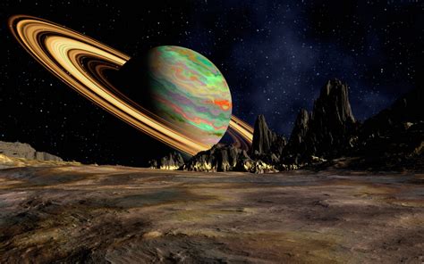 Wallpaper Landscape Night Planet Sky Earth Universe Saturn Art