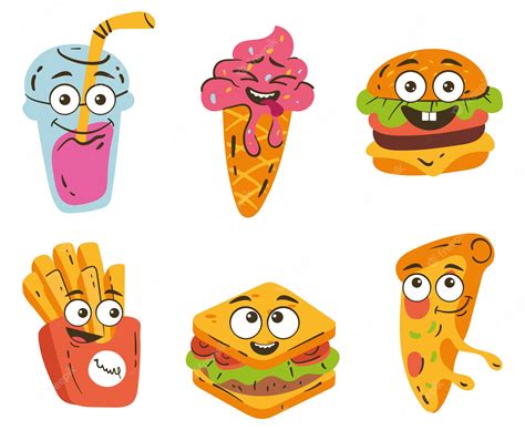 Premium Vector Fast Food Characters Isolated Set Graphic Design