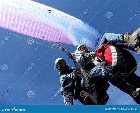 Paraglider Flying With Blue Skies Editorial Photography Image Of