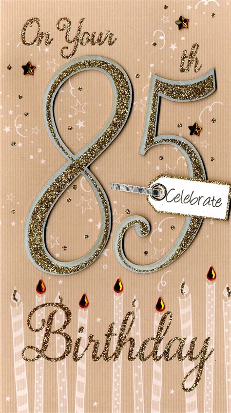 Happy 85th Birthday Greeting Card Hand Finished Champagne Range Cards