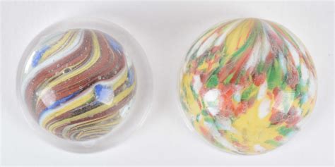 Lot Detail Lot Of 2 Exceptional Handmade Marbles