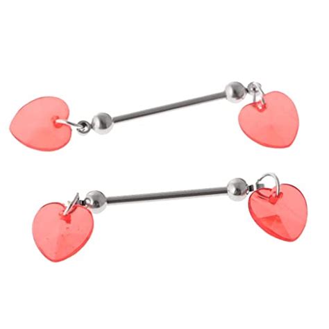 Buy Homyl Pcs Women Stainless Steel Red Heart Shield Nipple Bar Barbell Body Piercing At Amazon In