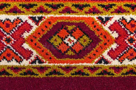 Retro Carpet Texture With Hand Made Decorative Geometric Pattern Stock