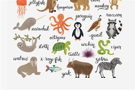 Animal Alphabet Chart Art Print