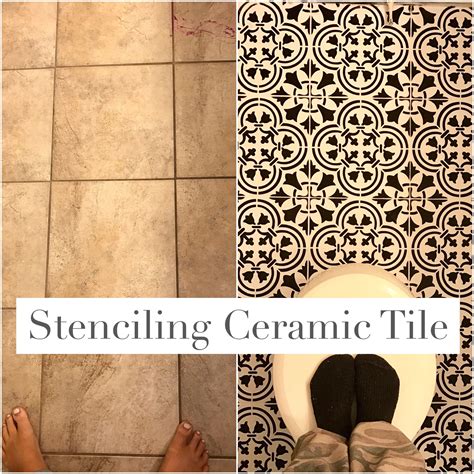 Paint Ceramic Tile With Stencil And Chalk Paint How To Update Bathroom