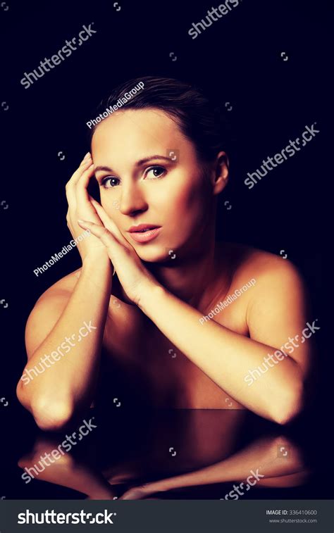 Naked Beautiful Womans Sitting On Black Stock Photo 336410600