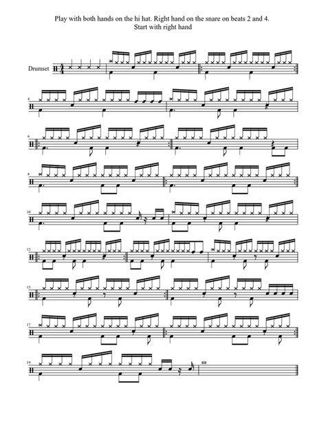 Drums Rock Grooves 16th Note Beginner Practice Sheet Music