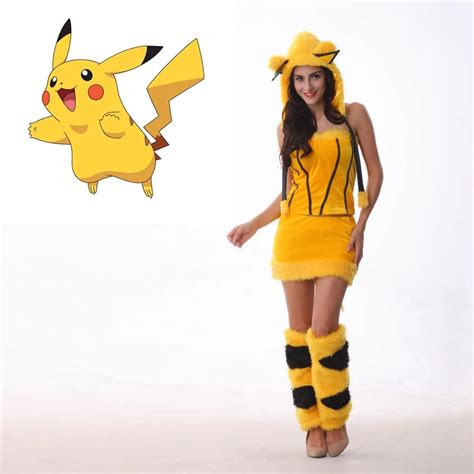 Vashejiang Anime Yellow Kigurumi Pikachu Costume Women Halloween