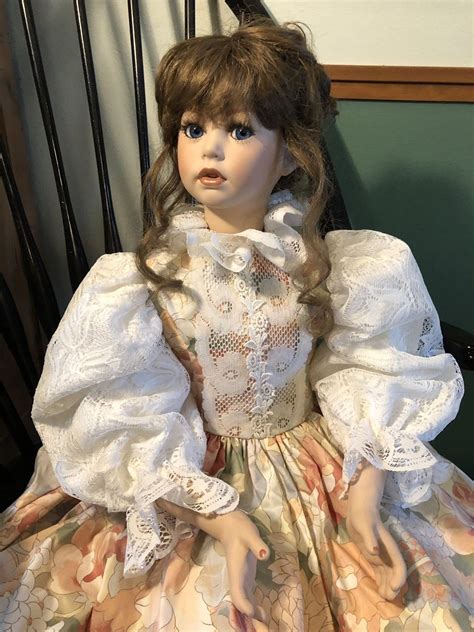 42 Porcelain Doll 1980s Victorian Style Clothing Artist Brown