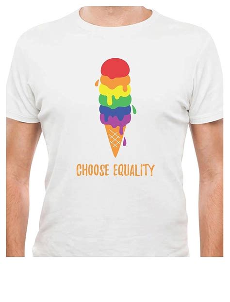 Equality Rainbow Gay Lesbian Ice Cream Pride Flag T Shirt Jznovelty