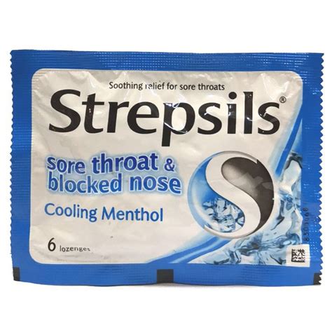 Strepsils Candy Sore Throat ＆ Blocked Nose Cooling Menthol Flavour 6