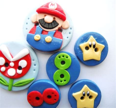 Button Red Mario Bros Handmade Polymer Clay By Digitsdesigns Sculpey