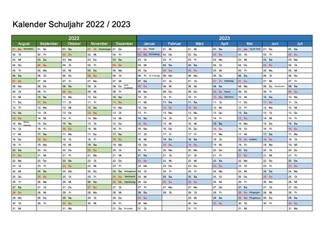 Schulkalender 2022 2023 Als Pdf Vorlagen Zum Ausdrucken Riset