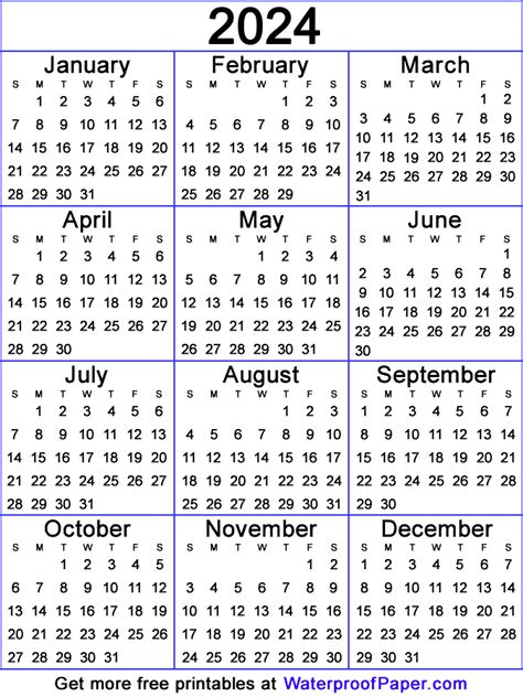 Free Printable 2024 Calendar On One Page Hedi Raeann