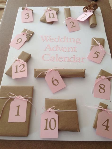 If you are a fan of puzzle and block games this calendar design could be for you as it really maximizes the space to get a large of variety gifts on a board. Wedding advent calendar. Cute little presents for the 12 days before the wedding. | Cute bridal ...