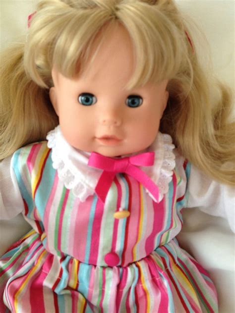Gotz Puppe Baby Doll 16 Blonde Blue Eyes Cloth And Vinyl Candy Striped
