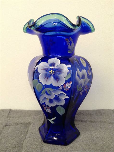 Fenton Glass Celebration Vase 75 Years 1998 Bill Fenton Cobalt No Reserve Fenton Glass