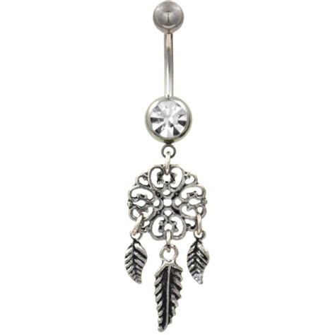 jewelry and watches 14g 3 8 heart filigree dreamcatcher belly ring navel piercing body jewelry