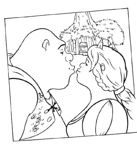 Desenho De Shrek E Fiona Se Beijando Para Colorir Tudodesenhos