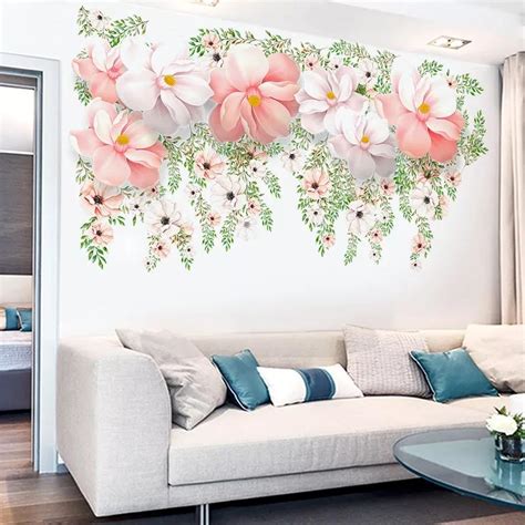 Now, take your large design (with the backing still attached) and position it on the wall. Large Flower Wall Decals - The Treasure Thrift