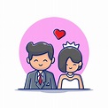 linda pareja matrimonio hombre y mujer dibujos animados vector icono ...