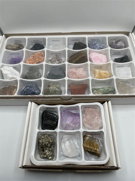 Gemstone Collection Box Sample Box 2 Sizes 24 Stones And 6 Etsy Canada
