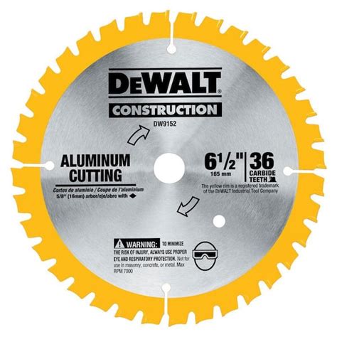 Dewalt 6 12 In 36 Tooth Aluminum Cutting Blade Dw9152 The Home Depot