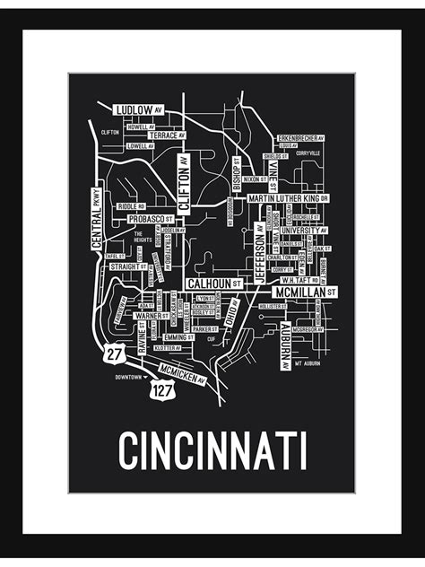 Cincinnati Ohio Street Map Print School Street Posters