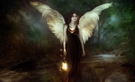 Fantasy Art Angel Artwork Mythology Midnight Darkness Wing