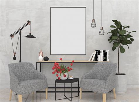 Modern Living Room Wall Art Mockup Photo Premium Download