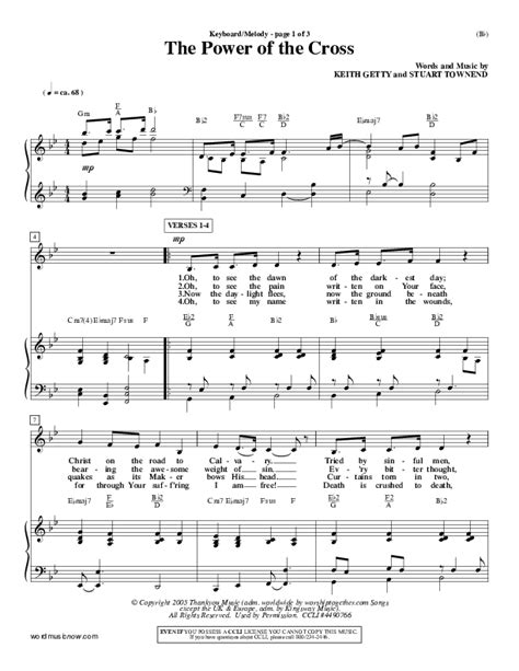 The Power Of The Cross Sheet Music Pdf Keith And Kristyn Getty