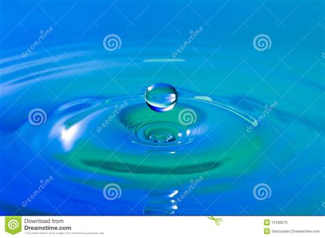 Blue Droplet Splashing In Clear Clean Water Stock Image Image Of