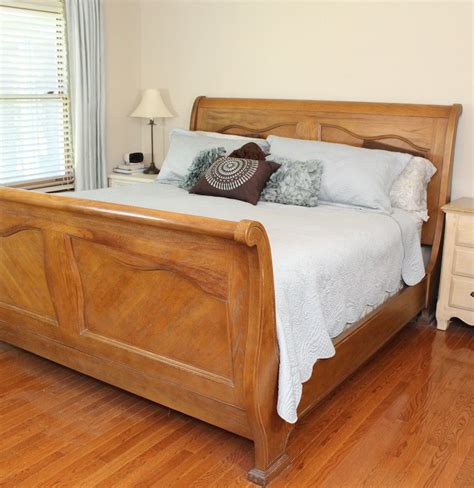 King Size Oak Sleigh Bed Frame Ebth