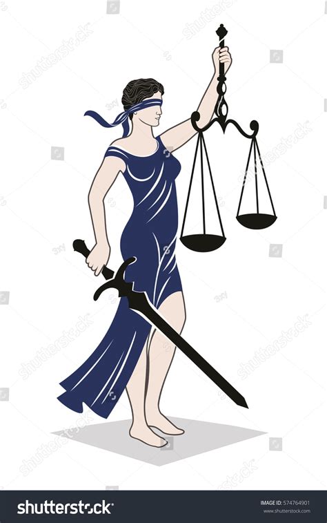 Lady Justice Themis Vector Illustration Silhouette Stock Vector