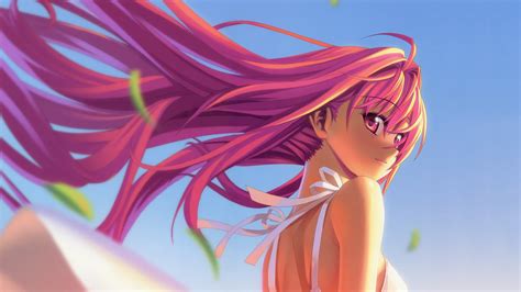 Wallpaper Pink Long Hair Anime Girl Look Back 2880x1800