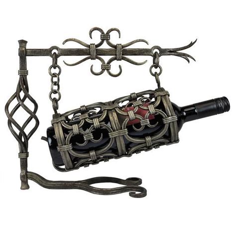 Wine Bottle Holder Hand Forged Out Of Wrought Iron Unique Piece